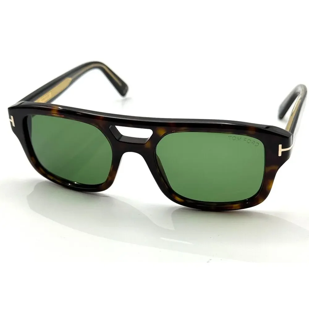 Tom Ford Sunglasses Icon TI0022 52N Havana Navigator Frame Green Lens 53-20-145